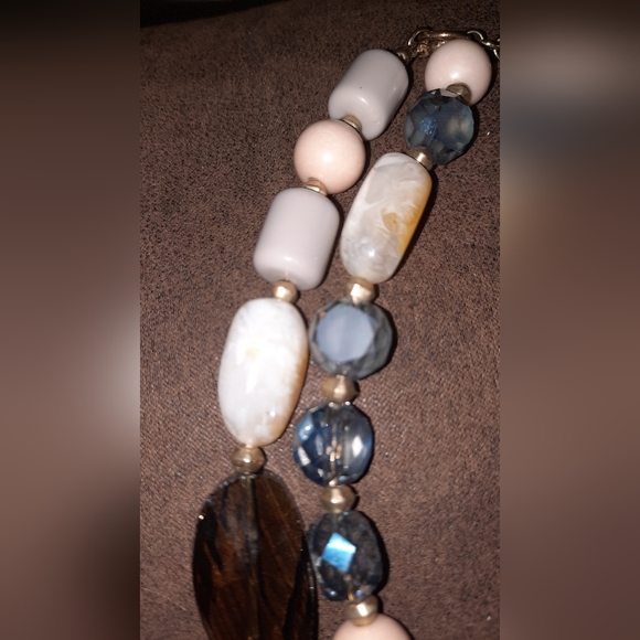 Loft Gemstone multistrand necklace signed crackle quartz faceted crystal beaded - Picture 5 of 15